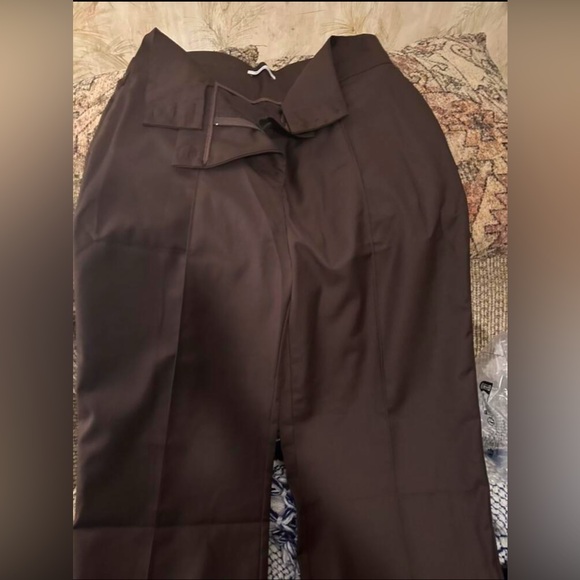 Chocolate Brown straight high waist pants - Picture 3 of 4